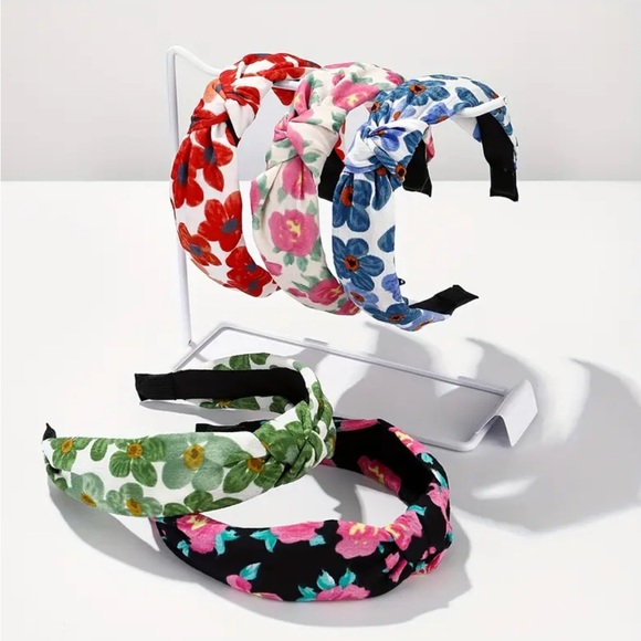 Blue Floral Knotted Headband - Picture 2 of 3